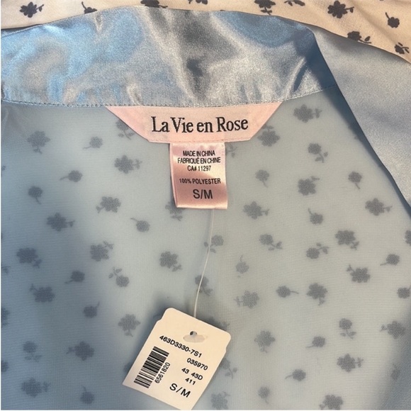 Le Vie en Rose NWT Semi Sheer Robe With Satin & Embroidery - Picture 4 of 6